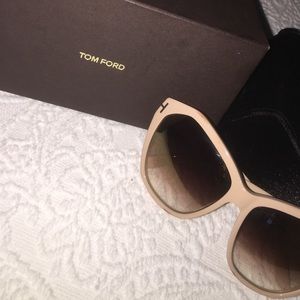 Tom Ford cream white wide rim sunglasses